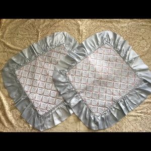 Vintage 50's Satin Ruffled Boudoir Pillow Shams